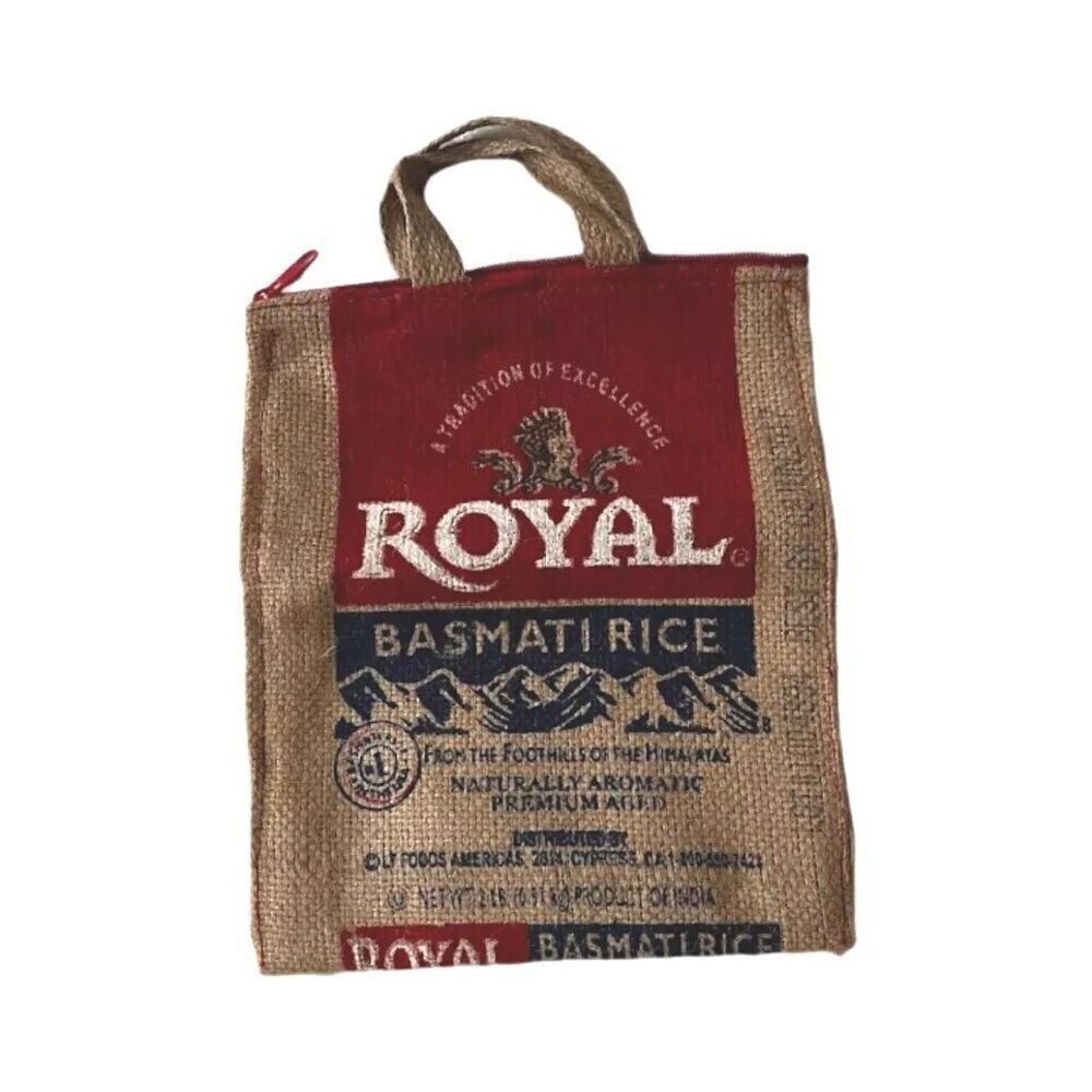 Royal Basmati Rice W/Handles & Zipper Burlap Bag Purse Bag Only No Rice